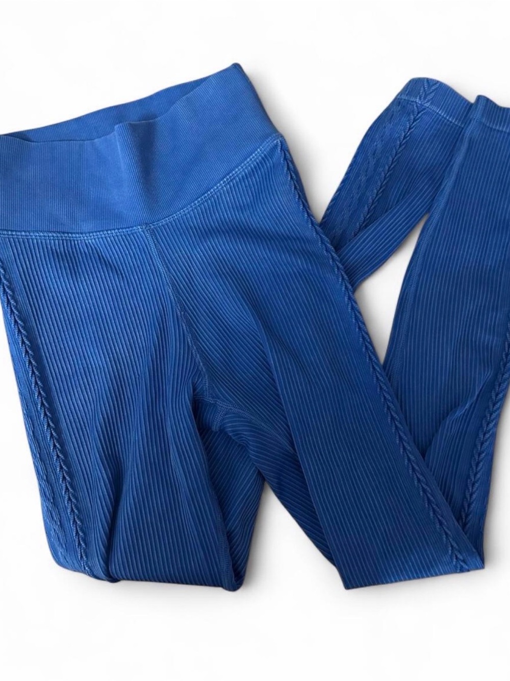 ARIE NWT Bright Blue Cable Knit Ribbed Leggings